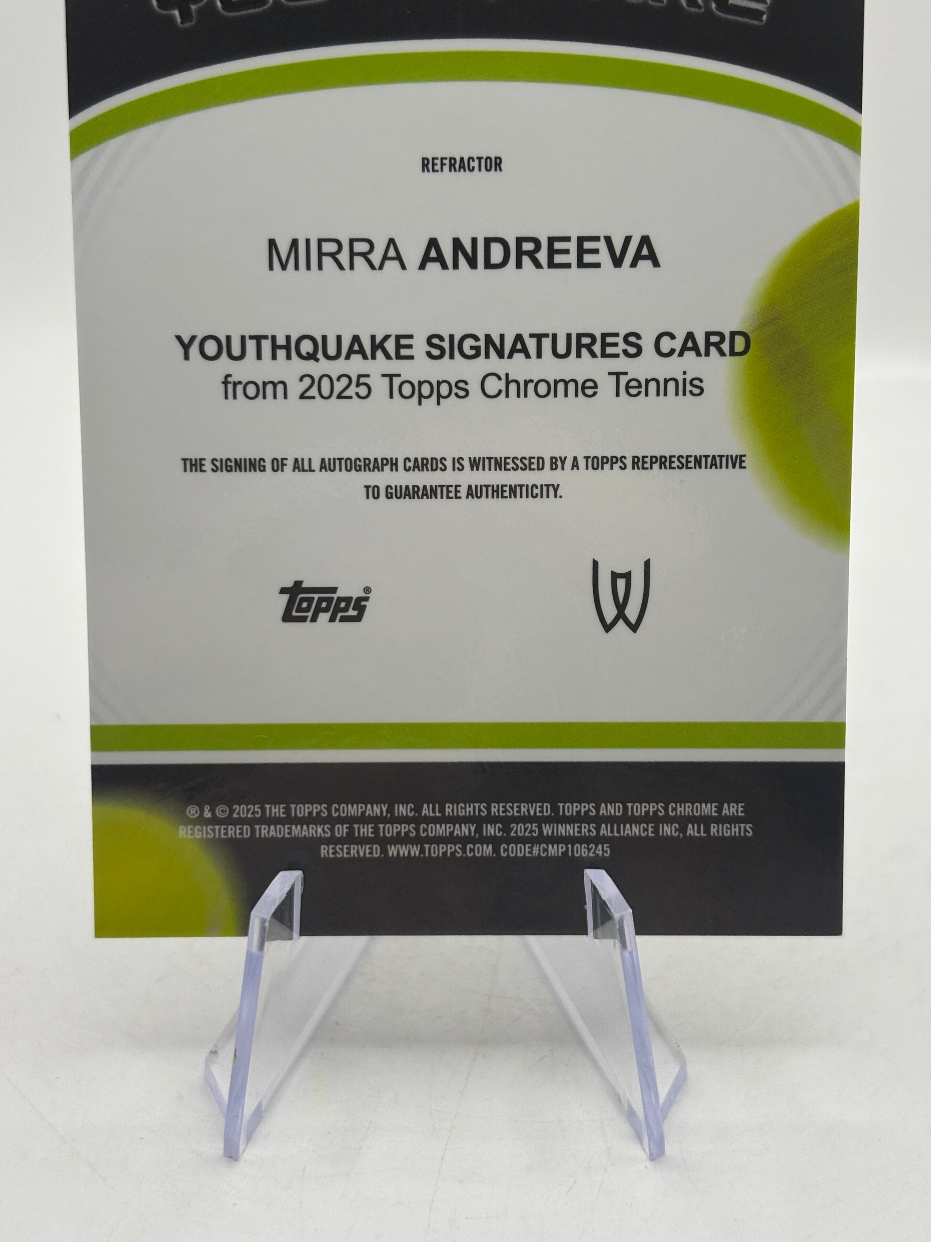 2025 Topps Chrome Tennis - Mirra Andreeva Auto Youthquake /99 Silver, photo 8